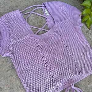 Jolie and Joy Lavender Knit Top with Tie Back